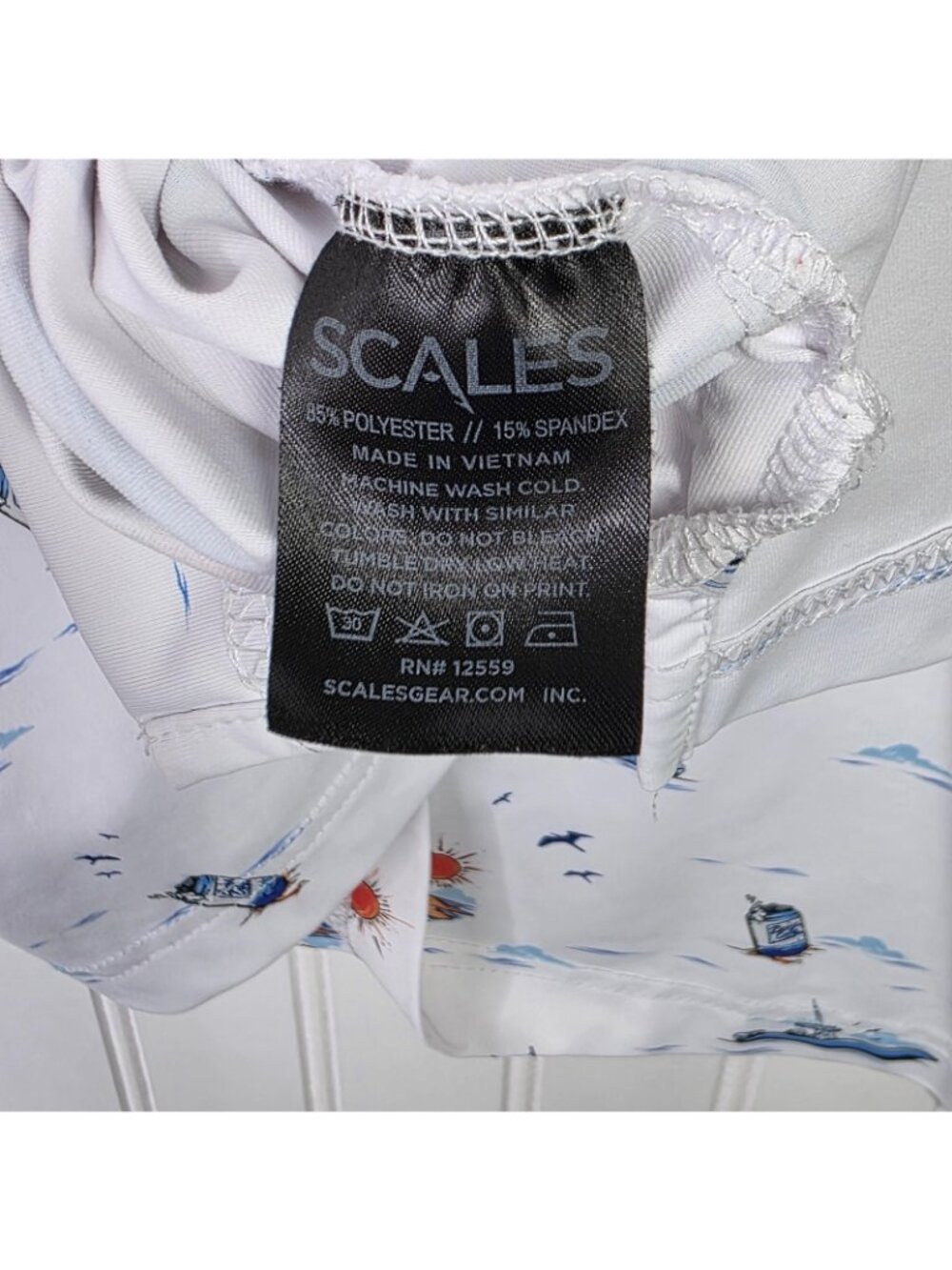 Scales Polo Shirt Mens XL White Nautical Boat Tropical Fishing Golf Booze Cruz - Picture 9 of 9